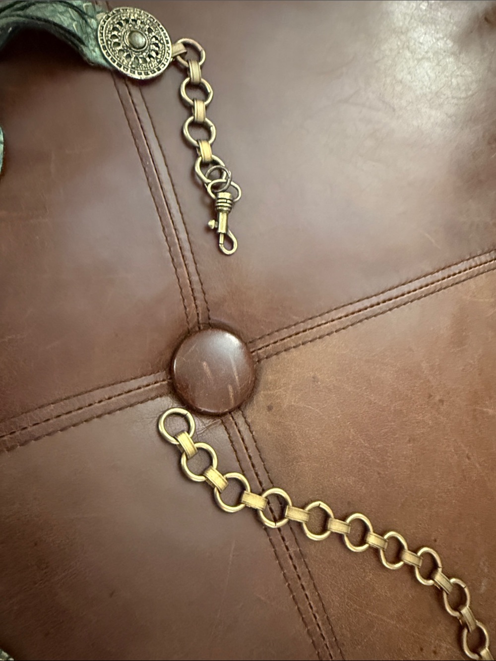 Vintage Leather Waist Belt with Solid medallions. OS - Picture 5 of 13